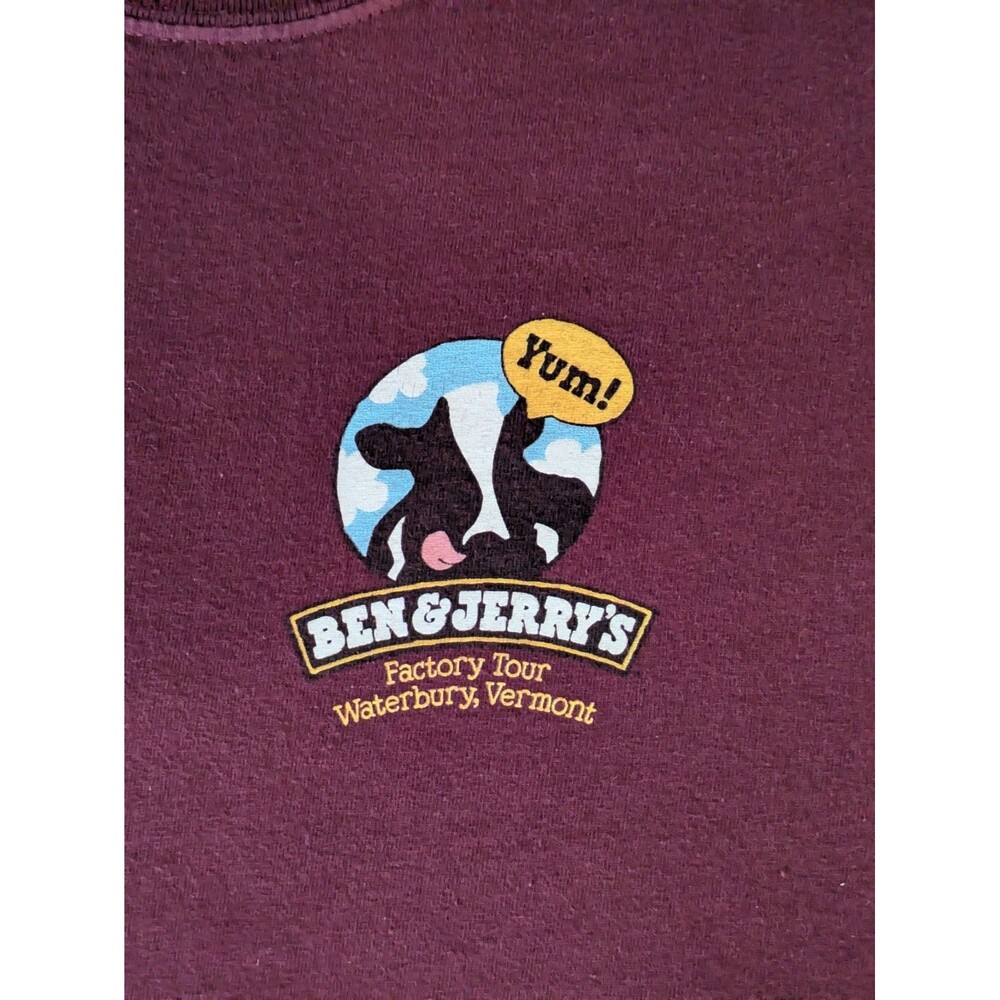 Vintage Ben & Jerry’s Waterbury VT Factory Tour T Shirt LARGE Cow Yum